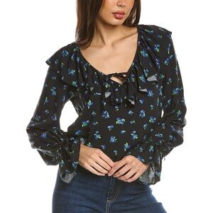 NWT WeWoreWhat Black Floral Blouse